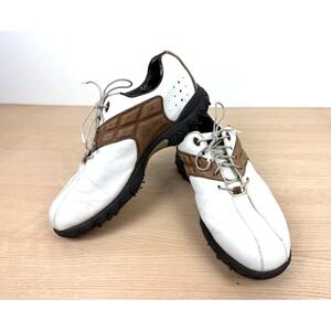 FootJoy Contour Series Mens Golf Shoes White Brown Size 10M Leather Spiked‎